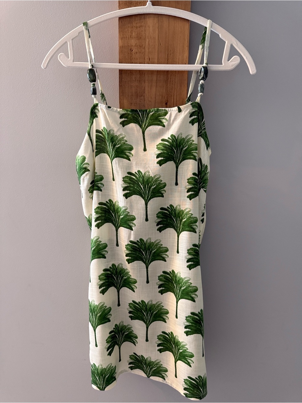 LOTUS Green Palm-Print Spaghetti Strap Dress, Size XS, NWTs